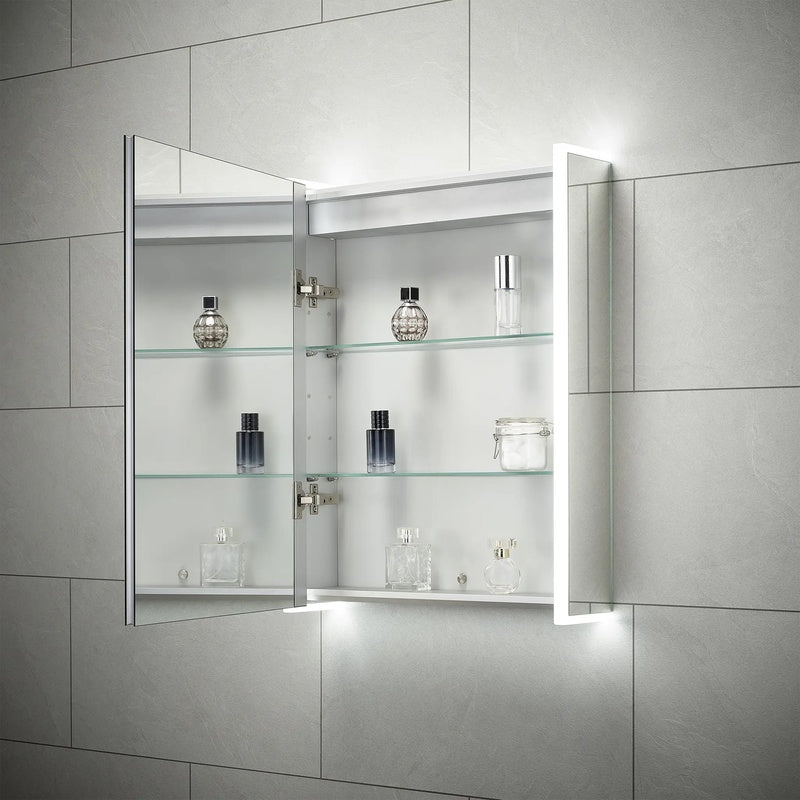 Illuminated Mirror Cabinet with a Demister Pad in Brushed Chrome