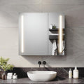 Illuminated Mirror Cabinet with a Shaver Socket in Brushed Chrome