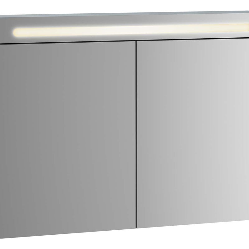Illuminated Mirror Cabinet with an Ambient Backlight in Matt White