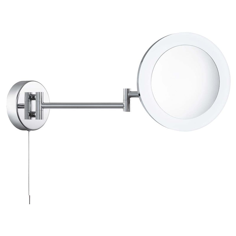 Illuminated Mirror with a Magnifying Insert in Brushed Chrome