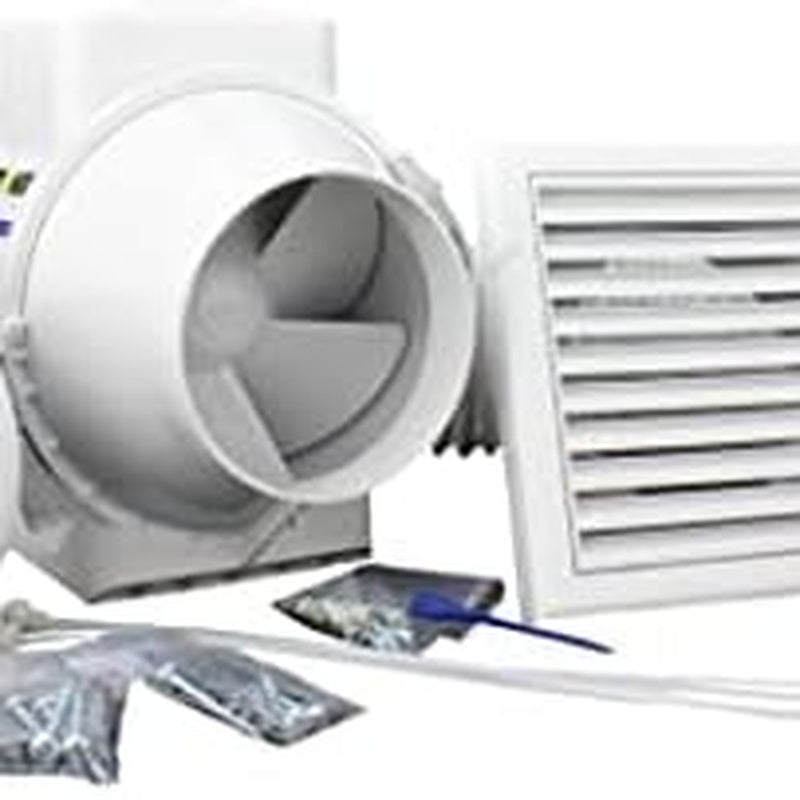 Inline Extractor Fan Kit with Two Lights in Brushed Chrome