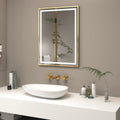Landscape Demisting Mirror for Two Basins in Brushed Brass