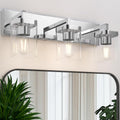 Mirror and Light Kit for a Cloakroom in Brushed Chrome