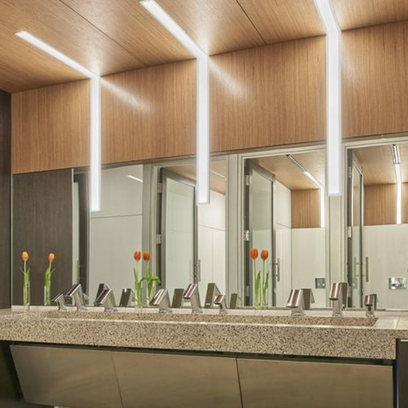 Office Washroom Lighting Package with Presence Detection in Brushed Chrome