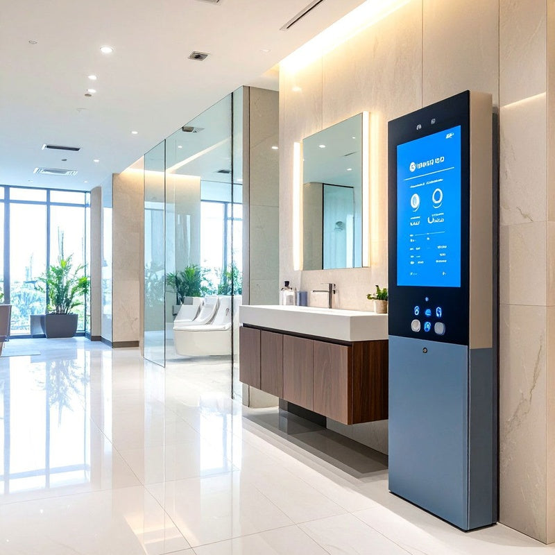 Office Washroom Lighting Package with Presence Detection in Matt Black