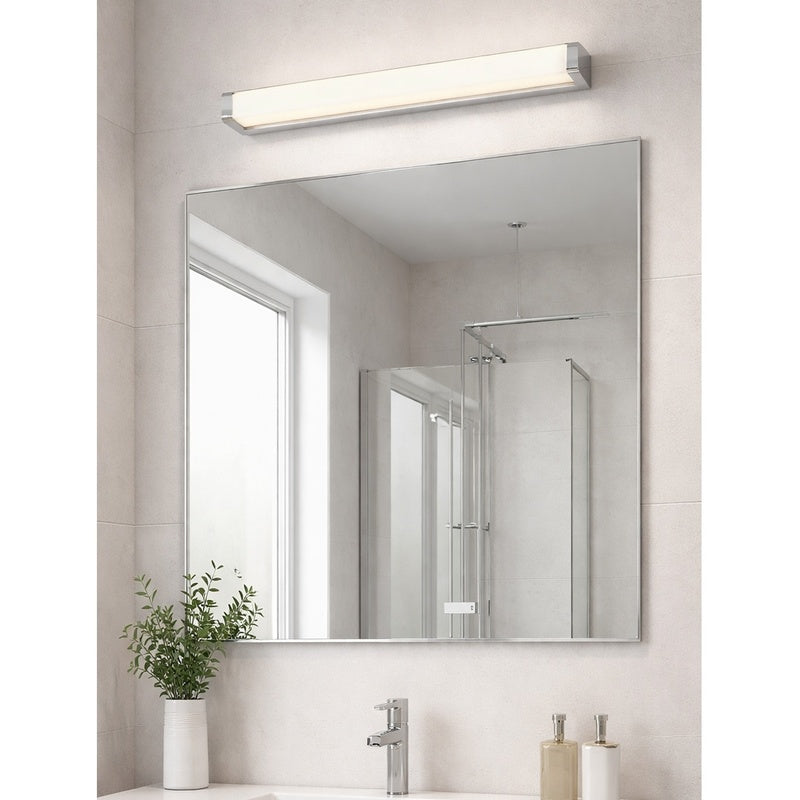 Over Mirror Light Bar at 600mm in Brushed Chrome