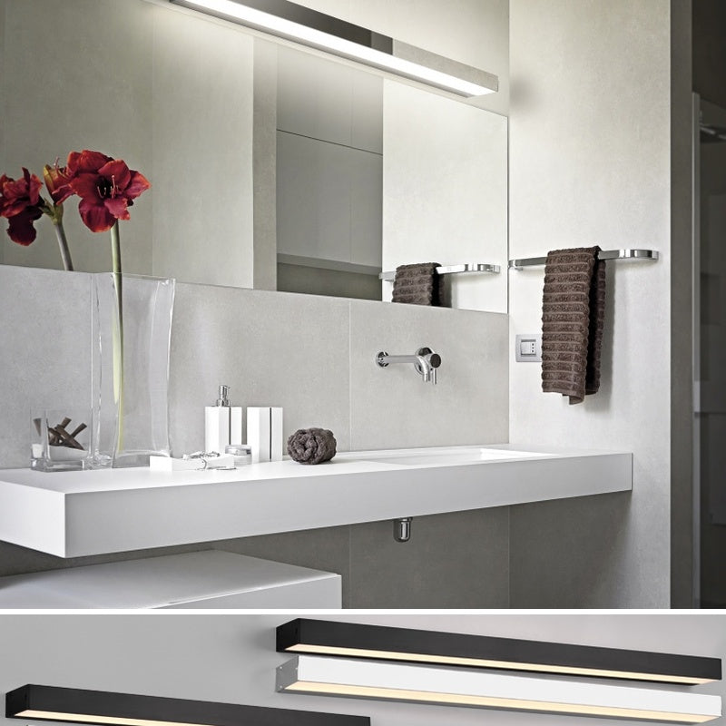Over Mirror Light with a Downward Baffle in Brushed Chrome