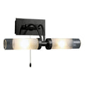 Over Mirror Light with an Opal Glass on a Brass Bar in Matt Black
