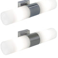 Pair of Vertical Mirror Lights in Brushed Chrome