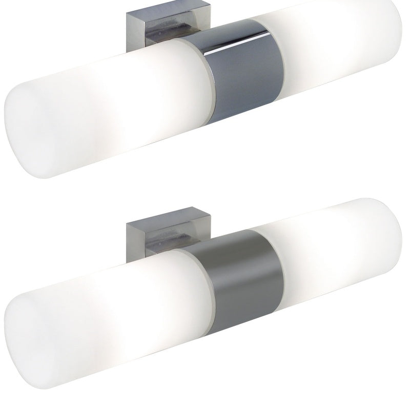 Pair of Vertical Mirror Lights in Brushed Chrome