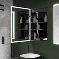 Recessed Illuminated Mirror Cabinet in Brushed Chrome