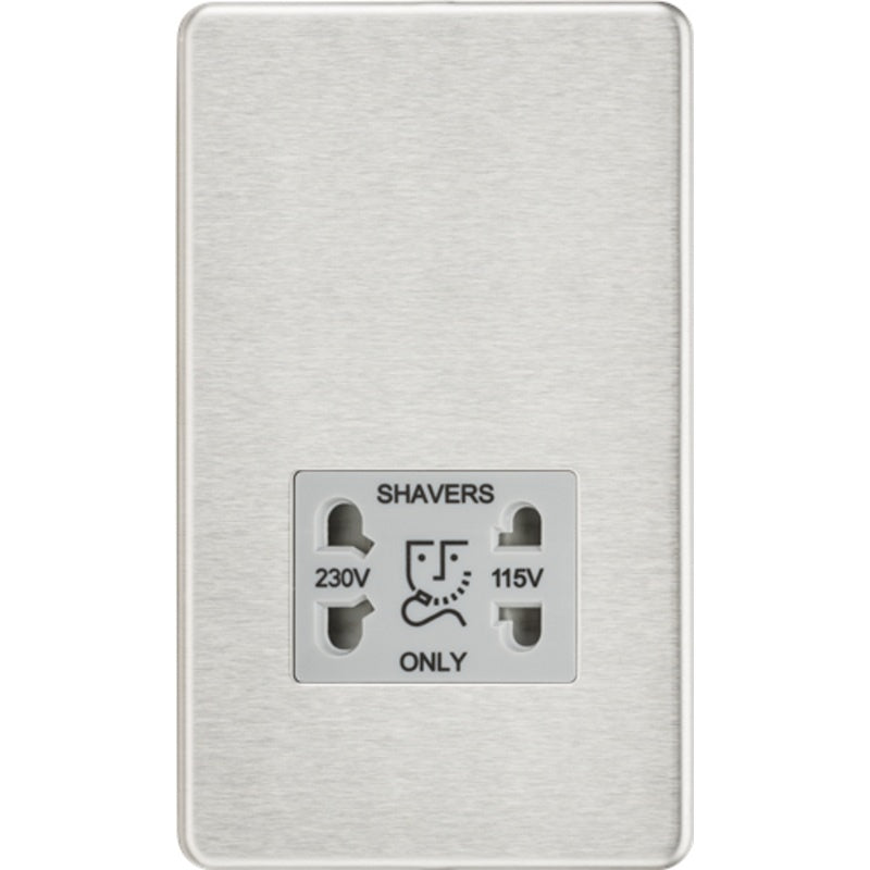 Recessed Shaver Socket in Brushed Chrome