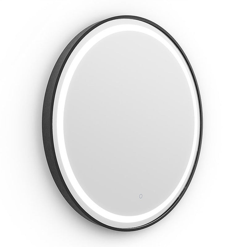 Round Backlit Illuminated Mirror in Matt Black