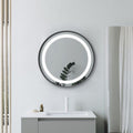 Round Front Lit Demisting Mirror in Matt Black