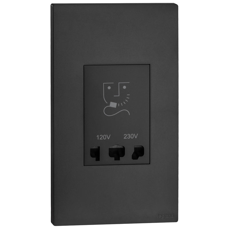 Shaver Socket with a Night Light in Matt Black