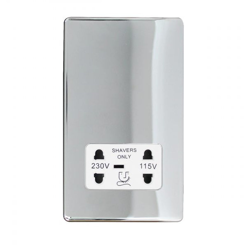 Shaver Socket with a Night Light in Polished Chrome