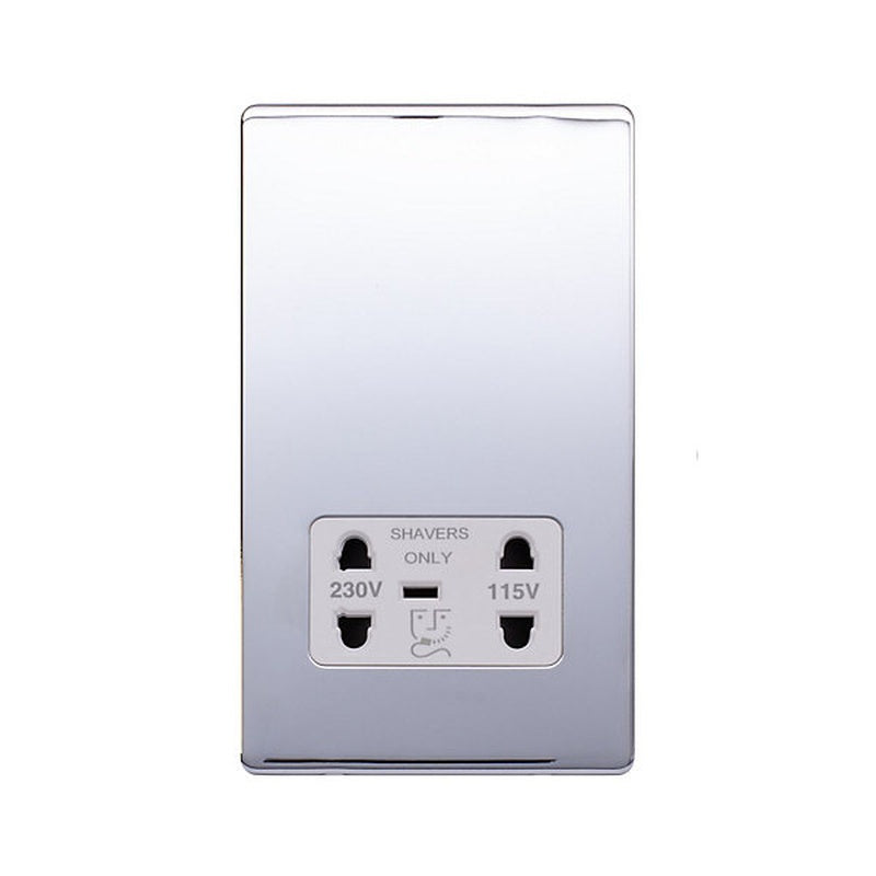 Shaver Socket with a Shaver Cradle in Polished Chrome