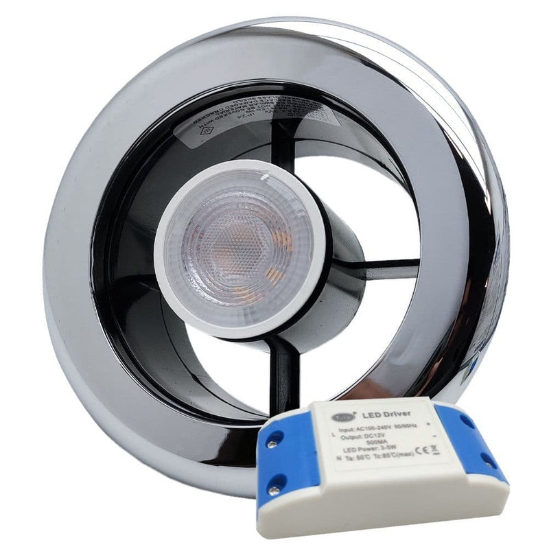 Shower Extractor Fan with an IP65 Light in Brushed Chrome
