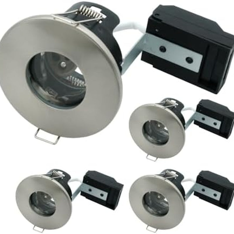 Shower Lighting Kit with Two IP65 Fittings in Brushed Chrome
