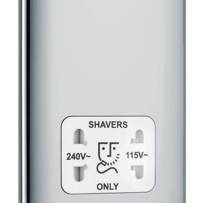 Slim Profile Shaver Socket in Polished Chrome