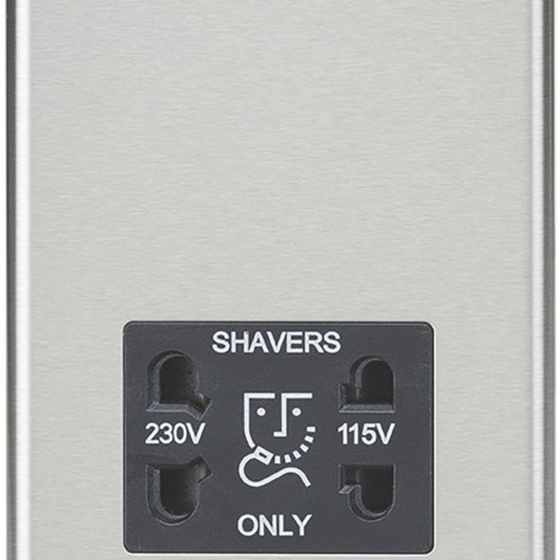 Twin Shaver Socket for Two Basins in Brushed Chrome