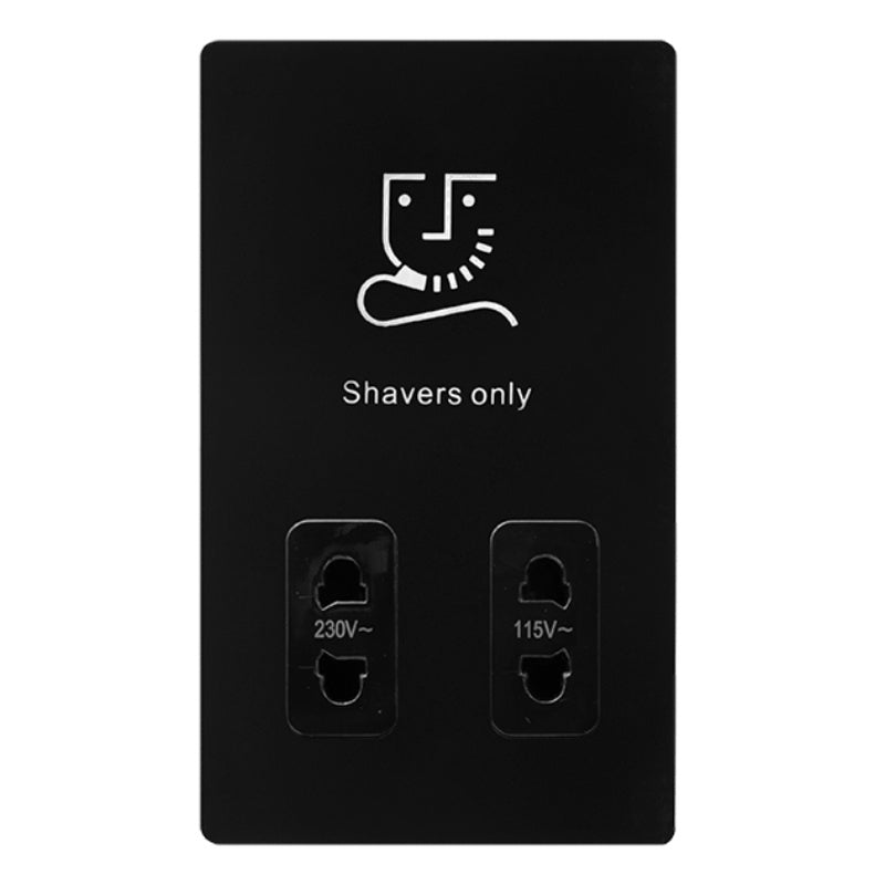 Twin Shaver Socket for Two Basins in Matt Black