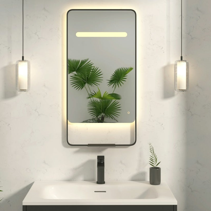 Wet Room Lighting Package with a Demisting Mirror in Matt Black