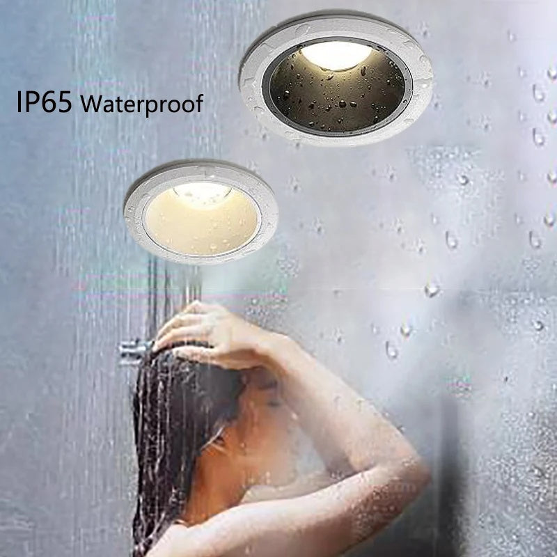 Wet Room Lighting Package with a Recessed Shower Light in Matt Black